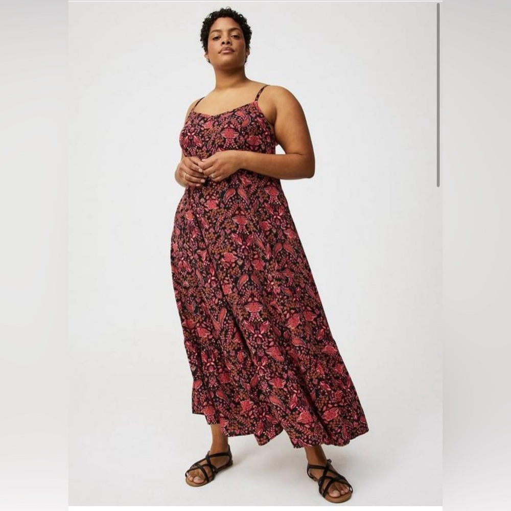 Torrid Pink and Black Floral Maxi Dress